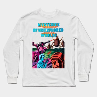 Mysteries of Unexplored Worlds Horror Aliens Science Fiction Retro Vintage Comic Long Sleeve T-Shirt